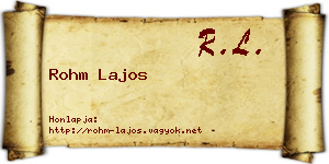 Rohm Lajos névjegykártya